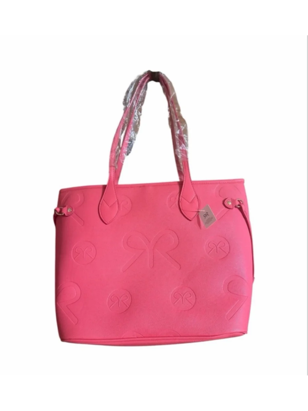 RUBY RIBBON | SIGNATURE LOGO TOTE IN PINK Faux Leather| NWT